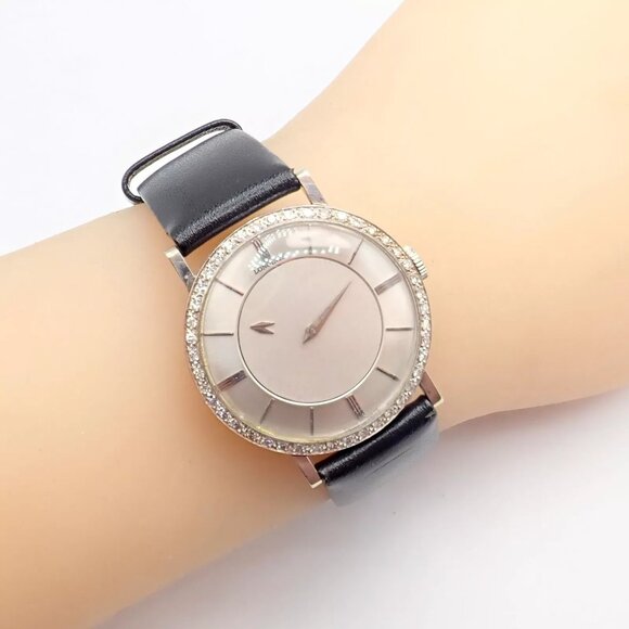 Vintage Longines 18k White Gold Diamond Bezel Manual Wind Mystery Dial Watch - Picture 5 of 11